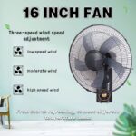 16 Inch White Grey Wall Fan 18 ° rotation