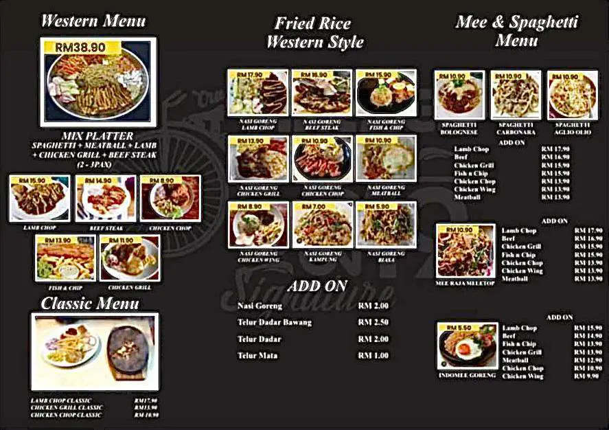 Menu Vintage Western