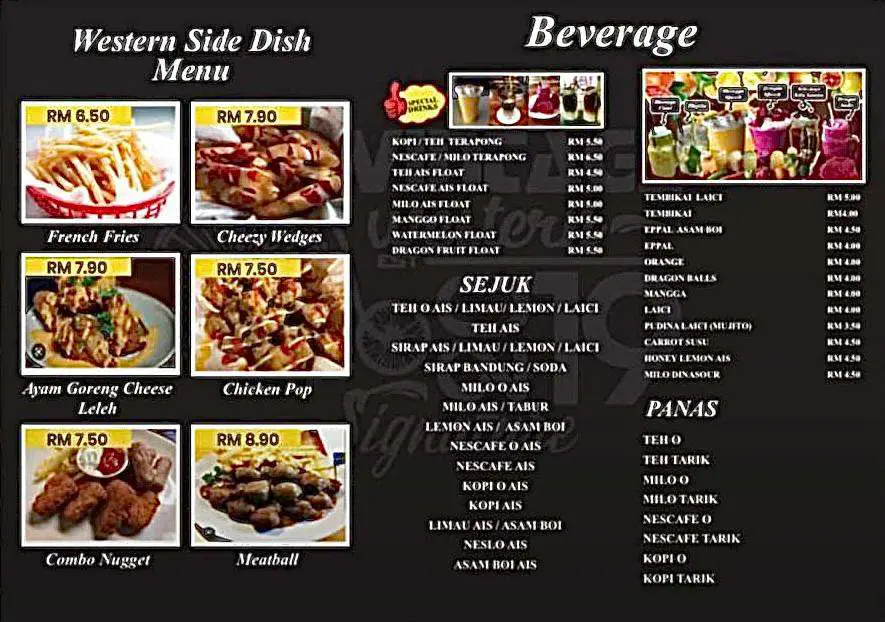 Menu Vintage Western