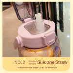 2000ml Reminder water bottle with straw scale big bottle 2Liter gym bottle sport water bottles 水瓶 hanya RM6.80 di Shopee