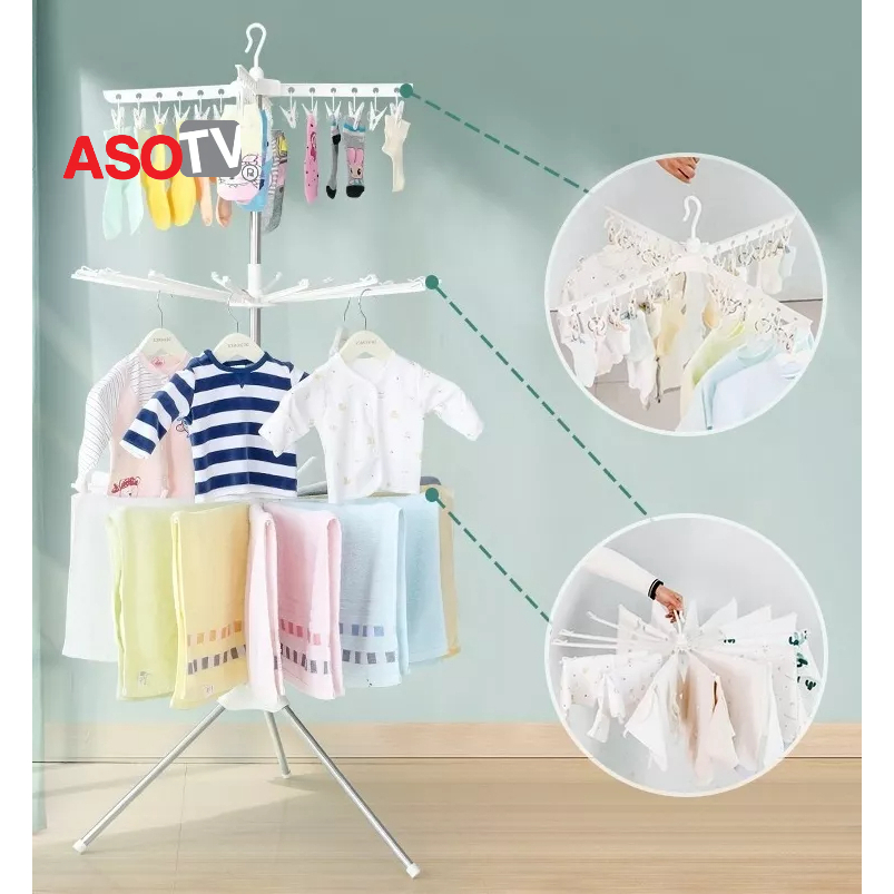 Asotv® 3 Tier Foldable Clothes Drying Rack Ampaian Khairulaming Fans