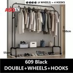 ASOTV® Double Pole Clothes Rack Rak Baju Besi Steel Cloth Stand Penggantung Baju 0015 Drying Rack Ampaian Baju 衣架 hanya RM17.69 di Shopee