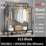 ASOTV® Double Pole Clothes Rack Rak Baju Besi Steel Cloth Stand Penggantung Baju 0015 Drying Rack Ampaian Baju 衣架 hanya RM17.69 di Shopee