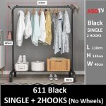 ASOTV® Double Pole Clothes Rack Rak Baju Besi Steel Cloth Stand Penggantung Baju 0015 Drying Rack Ampaian Baju 衣架 hanya RM17.69 di Shopee