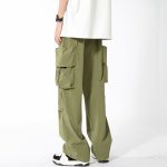 American vintage men cargo pants loose casual large pocket pants simple plain wide leg cargo pants unisex hanya RM10.89 di Shopee