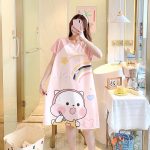 Cartoon Pyjamas Baju Tidur Rumah Comfortable Short Sleeves Round Neck Dress Cartoon Sleepwear Plus Size hanya RM7.99 di Shopee