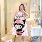 Cartoon Pyjamas Baju Tidur Rumah Comfortable Short Sleeves Round Neck Dress Cartoon Sleepwear Plus Size hanya RM7.99 di Shopee