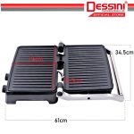 DESSINI ITALY 180° Open Double Sided Electric Pizza Panini Waffle Sandwich Maker Toaster BBQ Grill Non-Stick Baking Pan hanya RM116.90 di Shopee