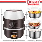 DESSINI ITALY 2L Electric Rice Cooker Lunch Box Non Stick Stainless Steel Inner Pot with Steamer Periuk Nasi Elektrik hanya RM38.10 di Shopee