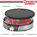 DESSINI ITALY 30CM Electric Crepe Pancake Pizza Spring Roll Maker Toaster Barbecue BBQ Grill Non-Stick Baking Pan Cooker hanya RM60.40 di Shopee