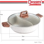 DESSINI ITALY 30CM Maifan Stone Casserole Induction Double Flavor Divider Hot Pot Steamboat Bowl Pan Cookware PERIUK hanya RM79.00 di Shopee