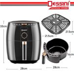 DESSINI ITALY Electric Air Fryer Timer Oven Cooker Non-Stick Fry Roast Grill Bake Machine (6.5L) hanya RM161.90 di Shopee