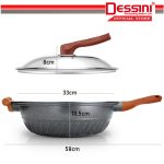 DESSINI ITALY Marble Stone Induction Casserole Non Stick Frying Pan Wok Pot Bowl Cookware Cover Kuali Periuk (32cm) hanya RM78.60 di Shopee