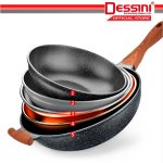 DESSINI ITALY Marble Stone Induction Casserole Non Stick Frying Pan Wok Pot Bowl Cookware Cover Kuali Periuk (32cm) hanya RM78.60 di Shopee