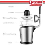 DESSINI ITALY Stainless Steel Electric Citrus Orange Juicer Squeezer Machine Pulp Control Juice Maker Extractor hanya RM98.90 di Shopee