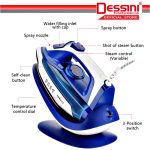 DESSINI ITALY Wireless Electric Ceramic Soleplate Garment Steam Iron Sprayer Steamer Clothes Brush Seterika Baju (2600W) hanya RM249.00 di Shopee