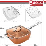 DESSINI ITALY Zero Fat 4 Pcs Aluminium Induction Non Stick Copper Casserole Pot Bowl Deep Frying Pan Basket + Steamer hanya RM280.00 di Shopee