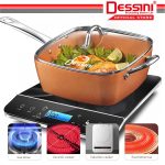 DESSINI ITALY Zero Fat 4 Pcs Aluminium Induction Non Stick Copper Casserole Pot Bowl Deep Frying Pan Basket + Steamer hanya RM280.00 di Shopee