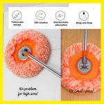 GOOD LLAMA Orange Extendable Microfiber Dust Sunflower Mop Rotating Head Removable Cloth Mop Lantai hanya RM6.79 di Shopee