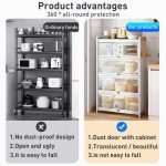 HM 5layer Kitchen Cabinet Microwave Oven Rack Storage Shelves with Door Multifunctional shelf Kabinet Rak Dapur 厨房置物架 hanya RM115.00 di Shopee