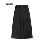 Lovito Casual Plain Pleated Asymmetrical Women Skirt L45AD051(Grey) Lovito Kasual Rok Wanita Asimetris Lipit Polos L45AD051 (Abu-abu) hanya RM25.43 di Shopee