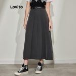 Lovito Casual Plain Pleated Asymmetrical Women Skirt L45AD051(Grey) Lovito Kasual Rok Wanita Asimetris Lipit Polos L45AD051 (Abu-abu) hanya RM25.43 di Shopee