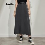 Lovito Casual Plain Pleated Asymmetrical Women Skirt L45AD051(Grey) Lovito Kasual Rok Wanita Asimetris Lipit Polos L45AD051 (Abu-abu) hanya RM25.43 di Shopee