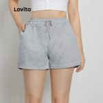 Lovito Casual Solid Drawstring Shorts for Woman L00242 (White/Black/Grey/Pink/Blue) hanya RM11.07 di Shopee