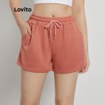 Lovito Casual Solid Drawstring Shorts for Woman L00242 (White/Black/Grey/Pink/Blue) hanya RM11.07 di Shopee