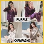 [M-5XL]Baju Tidur Wanita Silk Satin Lengan Panjang Pajamas Plus Size Baju Tidur Perempuan Dewasa Pyjamas Women Nightwear hanya RM13.27 di Shopee