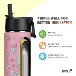 Mollcity Water Bottle Water Bottle Kids- Stainless Steel Flask with Straw Wide Mouth BPA-Free Leak Proof 350ML/475ML hanya RM45.90 di Shopee