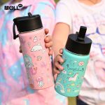 Mollcity Water Bottle Water Bottle Kids- Stainless Steel Flask with Straw Wide Mouth BPA-Free Leak Proof 350ML/475ML hanya RM45.90 di Shopee