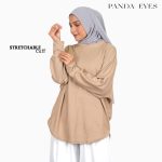 PANDAEYES WAFFLE BATWING MID-HIGH COLLAR TOP (CLO-CNSY2119BL) hanya RM19.90 di Shopee