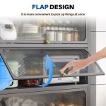 Rak Dapur Kabinet Kitchen Organizer Storage Rack Microwave Oven Self Kitchen Cabinet Rack With Doors&Wheels/B23 hanya RM89.99 di Shopee