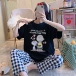 [Readystock] Baju tidur perempuan Wanita set nightwear T shirt perempuan women pyjamas woman Pajamas ladies Pajamas睡衣套装 hanya RM10.90 di Shopee