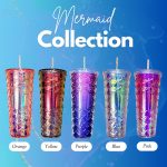 Reusable Tumbler Cup With Straw Studded/Crystal/Mermaid Series Stainless Steel ABS Coffee Water Bottle 20/24oz hanya RM9.90 di Shopee