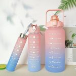 Ringgit Shop 3in1 Gradient Bottle 2000ml Cute Color Plastic Water Bottle with Food Grade Straw Travel Portable Botol Air hanya RM13.95 di Shopee