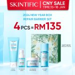 SKINTIFIC 4pcs Skincare Set With Serum Low pH Cleanser Barrier Repair Moisturizer Niacinamide Serum Glycolic Toner 4pcs hanya RM135.00 di Shopee