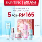 SKINTIFIC 5Pcs Skincare Set With Sunscreen Low pH Cleanser + Moisture Gel + Dark Spot Serum Sunscreen Exfoliating Toner hanya RM165.00 di Shopee