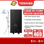 [Tng Redeem] Toshiba Instant Water Heater 5-Shower Mode Shower Head TWH-38EXPMY(G) / DSK38S3MW / DSK38ES3MB-RS hanya RM352.00 di Shopee