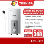 [Tng Redeem] Toshiba Instant Water Heater 5-Shower Mode Shower Head TWH-38EXPMY(G) / DSK38S3MW / DSK38ES3MB-RS hanya RM352.00 di Shopee