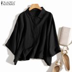 ZANZEA Women Daily Retro Casual Loose Long Sleeve Solid Color Blouse hanya RM33.70 di Shopee