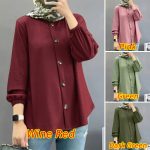 ZANZEA Women Muslim Casual Solid Color Full Sleeve O-Neck Abaya Kaftan Blouse hanya RM20.32 di Shopee