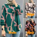 ZANZEA Women Muslim Fashion Long Sleeves Puff Sleeves Round Neck Printing Shirts hanya RM27.60 di Shopee