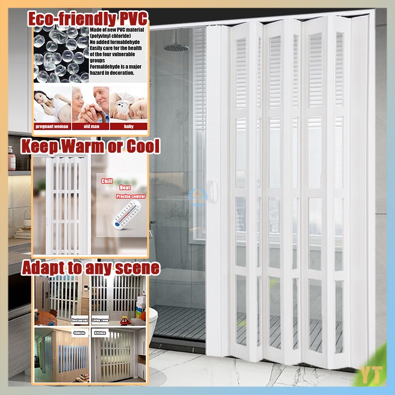 Custom PVC Folding Door Sliding Open Kitchen Sliding Door Indoor Partition Bathroom Balcony Invisible Folding Door