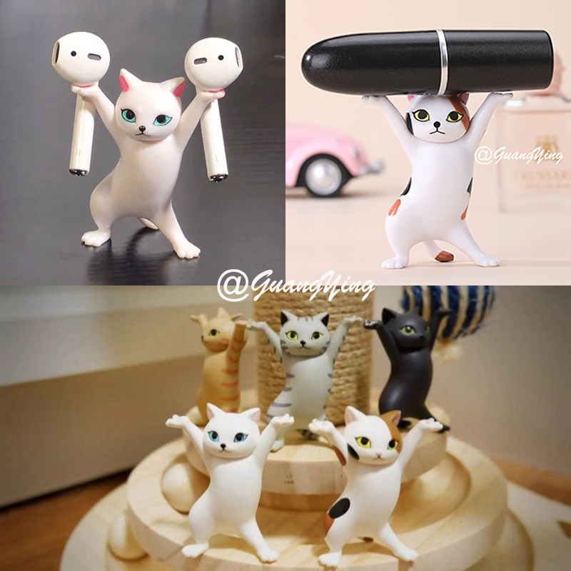 Holder for AirPods Pen Holder Dancing Cat Cat Decoration Cute Toy Desktop decoration office decoration