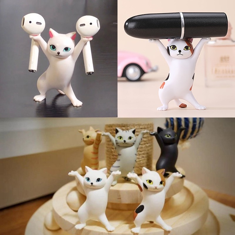 Holder for Airpods Pen Holder Dancing Holder Cat Decoration Cute Toy Desktop Decoration Office Decoration Children's Day Gift