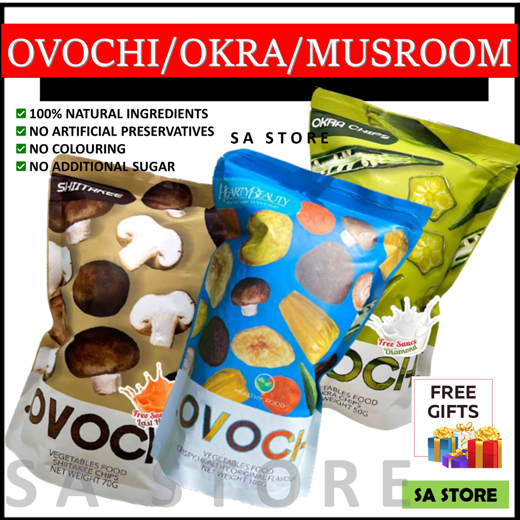 OVOCHI MIX CHIPS / OKRA / SHITAKE MUSROOM + / SNEK SIHAT / HEALTHY SNACKS / VEGETABLES FOOD