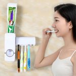 《  𝗢𝗡𝗘 𝗧𝗢𝗨𝗖𝗛  》 FREE 5 Toothbrush Slot Holder Toothpaste Shaver Dispenser Squeezer Wall Mount Bekas Letak Ubat Gigi 挤牙膏器 hanya RM4.40 di Shopee