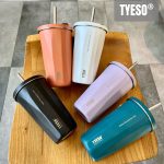 【Local Delivery】Original Tyeso Coffee Mug Vacuum Insulated Bottle Tumbler with Straw Stainless Steel Water Bottle 600ML hanya RM27.90 di Shopee